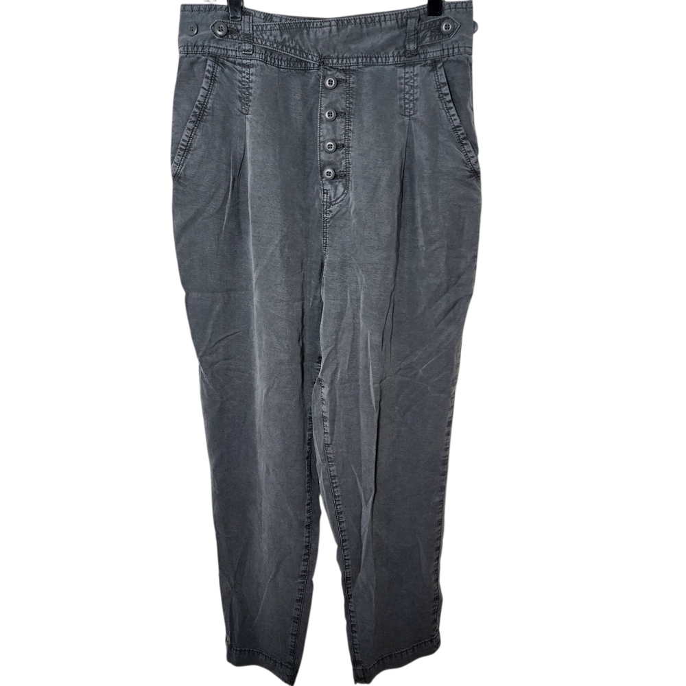 American Eagle Womens High Waisted Lyocell Button Fly Tapered Pants Grey Size 10